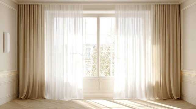 White and cream curtains on a room's window