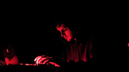 Mysterious Hacker in Shadows Online Fraud & Cybersecurity Concept