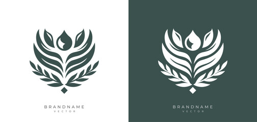Abstract floral illustration logo design template. Leaf plants and flower concept for natural, organic, lifestyle, cosmetic, spa and other business