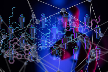 Abstract technology group and data 3d