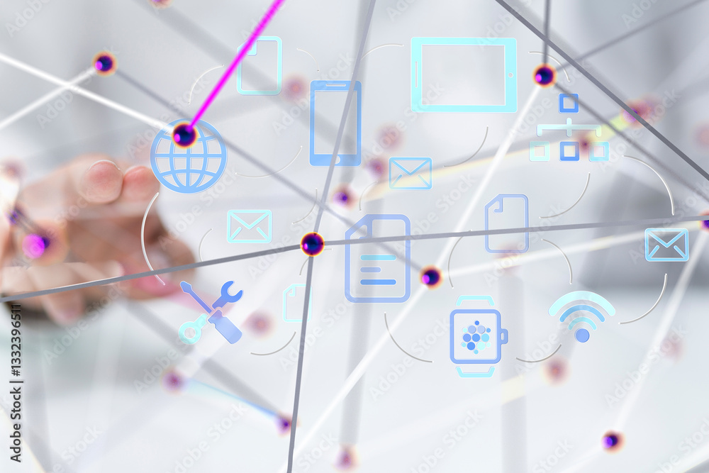 Poster futuristic wave, futuristic data stream - 3d