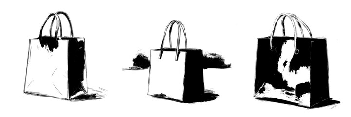 A beautiful modern shopping bag is depicted in a hand drawn illustration