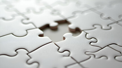 Flat Jigsaw Puzzle with Missing Piece: A Cute Vector Illustration Symbolizing Incomplete Tasks and the Quest for Problem Solving and Completion in Business