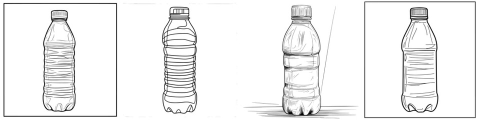A water bottle represented as a modern concept in doodle and sketch style