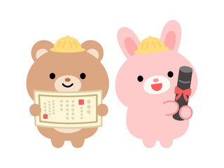 卒園式　クマ ウサギ