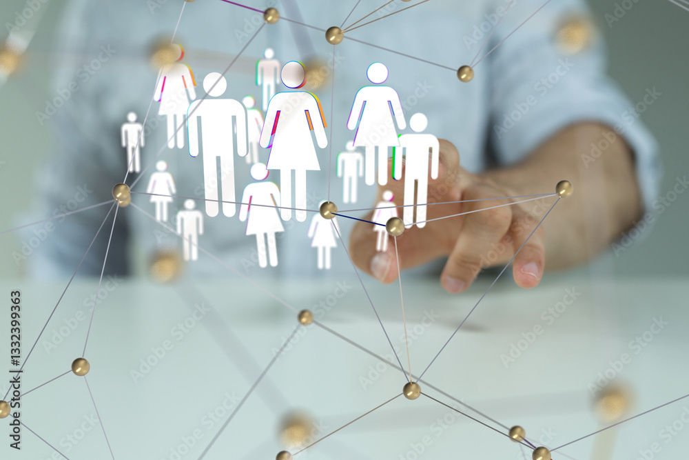 Fototapete Global network. Blockchain. 3D illustration. Neural networks and artificial intelligence. Abstract