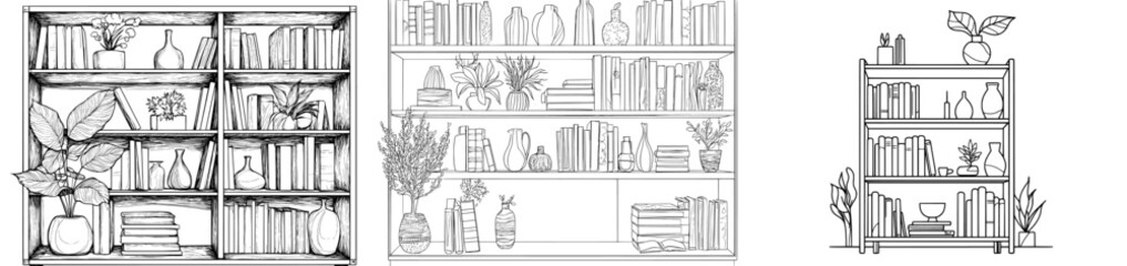 Modern isolated sketch illustration in black and white on a rack graphic