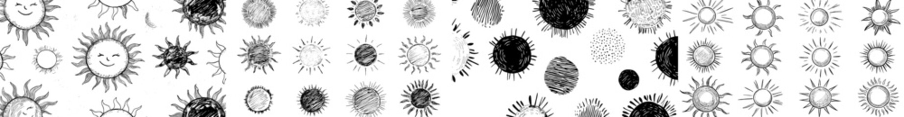 The illustration features a hand-drawn sun sketch in a cute, childlike style, with yellow and orange hues depicting a sunset, created in a modern doodle art form