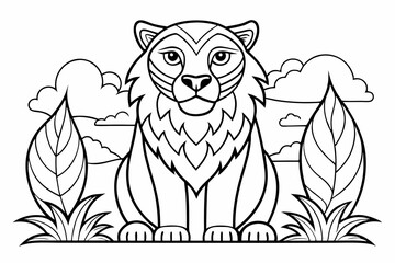 Coloring page line art black silhouette vector