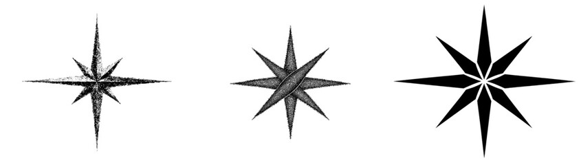 The ocean navigation wind rose, featuring medieval antique ribbons, serves as a compass for marine expeditions and sea geography maps © Andrei