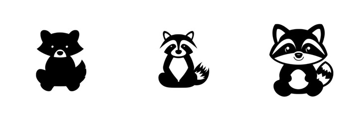 black and white modern logo of a raccoon - abstract design