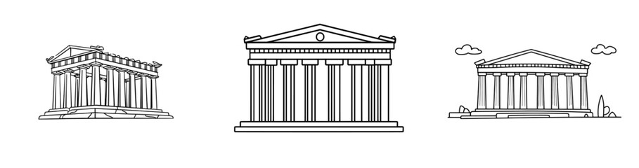 Acropolis in Athens. Greek icon. Doodle-style, linear modern illustration