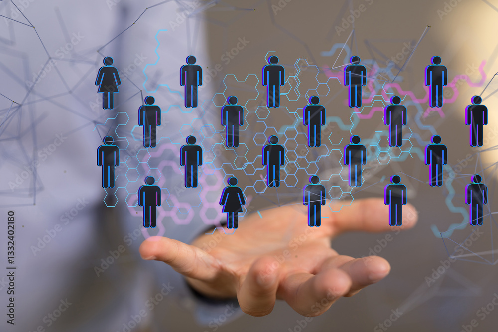 Poster Abstract technology group and data 3d - neural network exposure digital