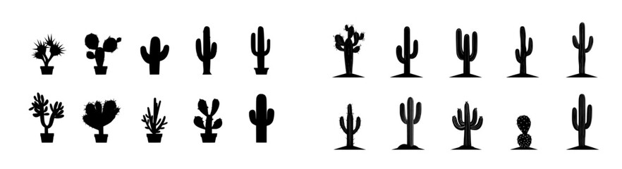Obraz premium Flat collection of cacti icons