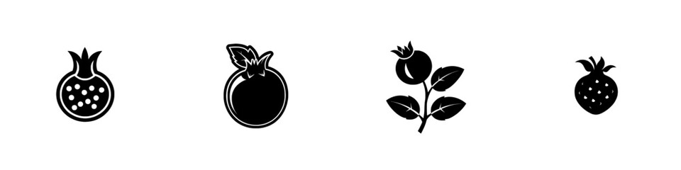 Omegranate fruit. Vintage black engraving illustration. Monochrome modern icon. Isolated and cut