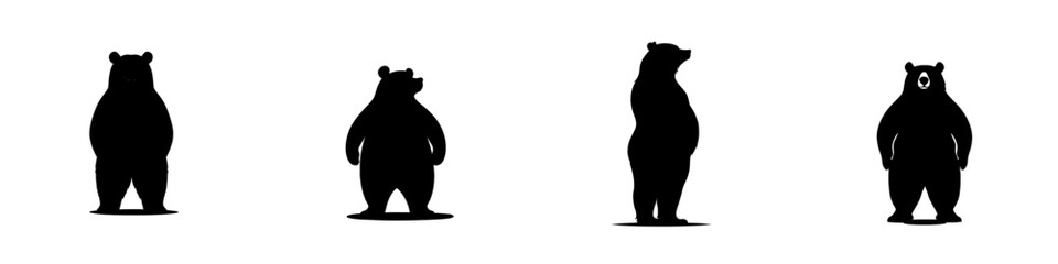 grizzly bear standing black silhouette logo svg modern, bear standing icon illustration