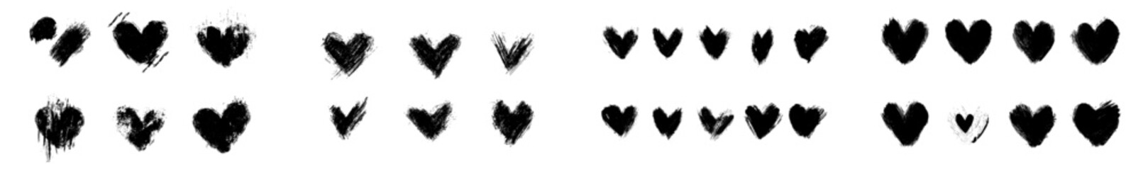 A collection of heart doodles featuring hand-drawn hearts. Perfect for romance and love illustrations