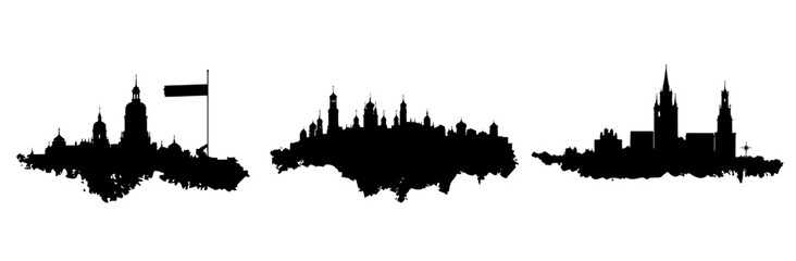 Modern illustration of Poland's map. In black silhouette and outline form, with the Polish flag inside the map on a transparent background