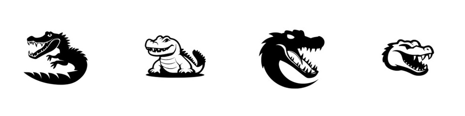 Clean alligator silhouette for all projects - reptile silhouette - alligator illustration - minimalistic alligator modern