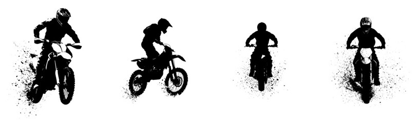 Supercross Motocross Dirt bike Motorcycle Silhouette Design Outline in Black and White Clip Art created in Adobe Illustrator Artwork