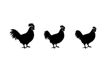 Abstract Logo Illustration of Bold Chicken Gold Maroon Burgundy Rooster Silhouette