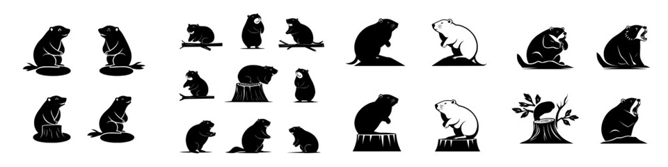 Modern artistic silhouette of a black beaver