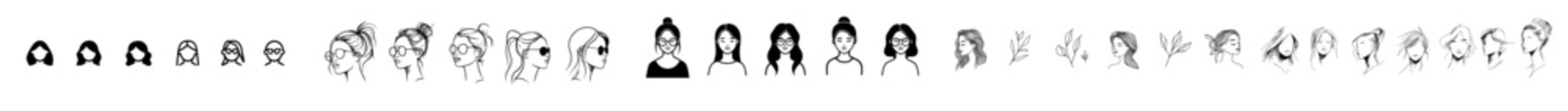 A minimalist, continuous line drawing of a woman's portrait, modern style illustration