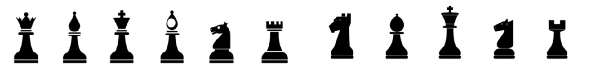 2. Modern chess icons designed as flat outlines. Perfect for chess figures © Andrei