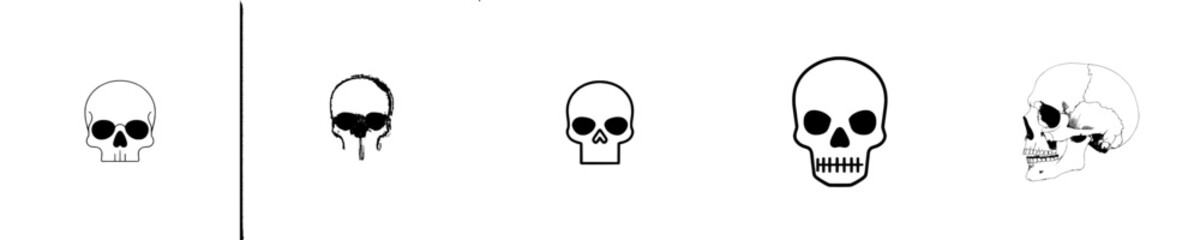 A single line continuous Halloween skull isolated on a white background, crafted as a modern line art illustration