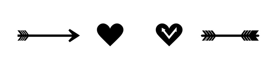 Modern illustration set showcasing a heart with an arrow icon