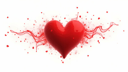 Dynamic Red Heart on White Background: Love & Passion Concept