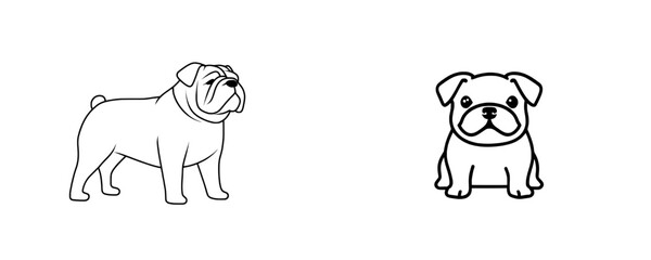 French bulldog line art in cute, ink style. Ideal for print, with a modern linear silhouette