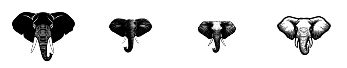 An illustration of an elephant serves as a mascot for the Elephants sports team, an animal or icon used in branding and emblem concepts