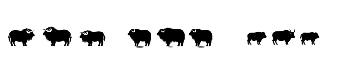 Modern art piece with a stylized musk ox silhouette design