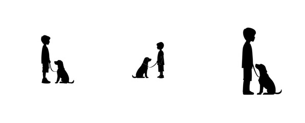 1. Modern illustration featuring a silhouette of a black child with a dog