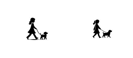 A contemporary silhouette showing a black child with a dog