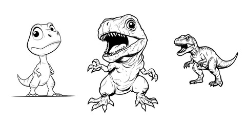 dinosaur velociraptor, modern raptor outline illustration