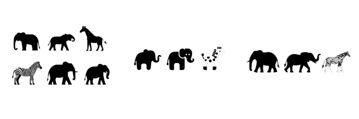 Fototapeta premium Animal Silhouette set design image illustration. Contemporary Animal Silhouette logo icon illustration