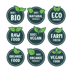 Natural product badge vector set