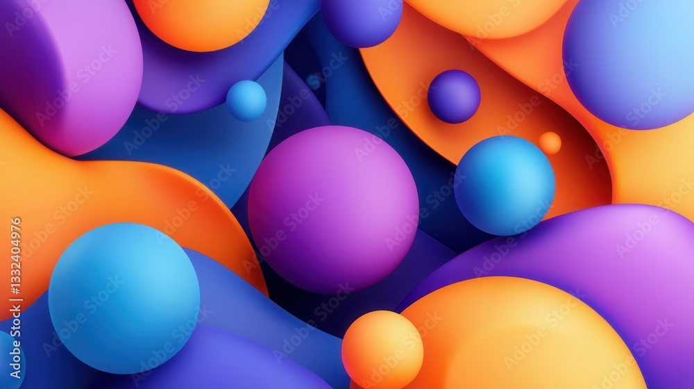 Poster a mesmerizing abstract composition featuring a dynamic arrangement of vibrant glossy 3d spheres that