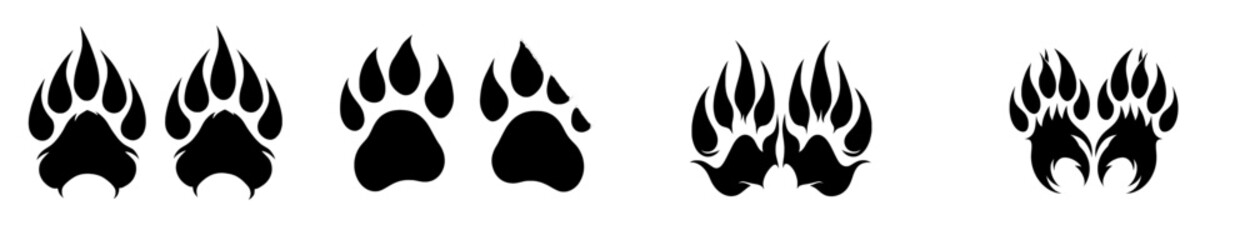 modern art illustration of a lion footprint in black silhouette clip art design