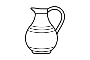 set of coffee cups vector illustration, stainless steel spoon,set of clay pots,ceramic vases,black cup isolated on white background ,white jug line art, Ceramic Vases Vector | Home Decor and Pottery.