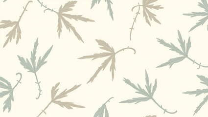 Obraz premium Flat Minimalist bamboo leaves seamless tile pattern with abstract bamboo shapes and soft pastel hues ideal for modern offices concept as Abstract bamboo shapes and soft pastel hues create minimalist s