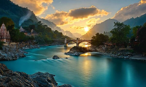 rishikesh ganga riverbanks indian landscape video