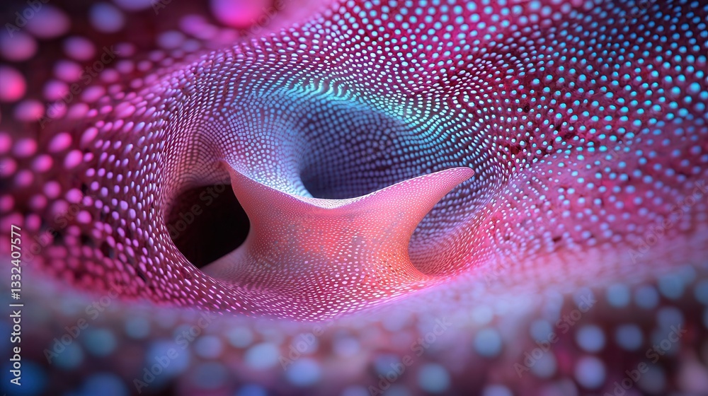 Poster a surreal abstract digital landscape filled with a mesmerizing array of glowing luminous points that
