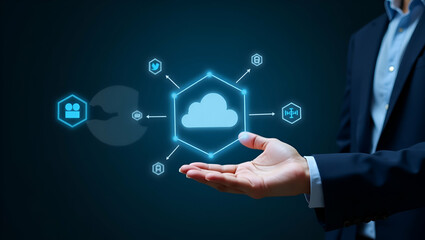 Flat Hand Engaging with Holographic SAP System: AI-Driven Business Process Automation & Cloud Solutions