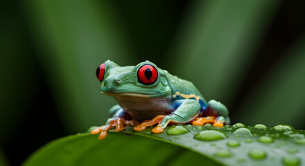 Naklejka premium Colorful Frog on Leaf