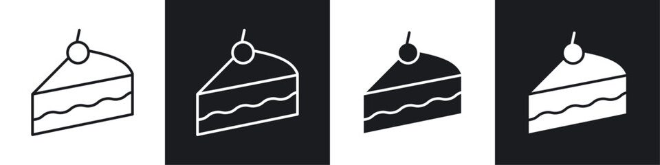 Cake-slice icon symbol collection on white background.