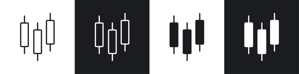 Chart candlestick icon symbol collection on white background.
