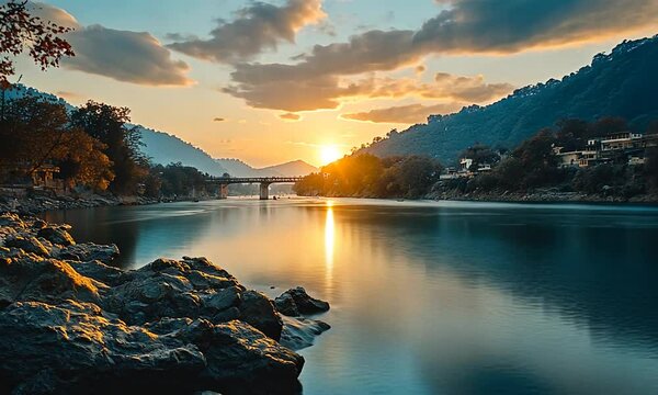 rishikesh ganga riverbanks indian landscape video